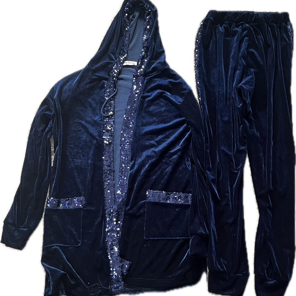 Betty Barney Pj set. Velvet Navy Blue size M